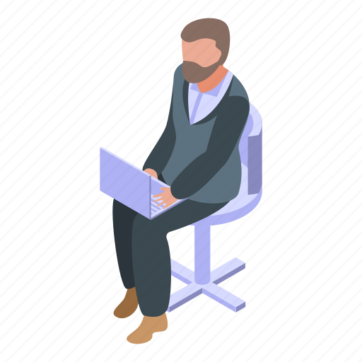 Worker, online, job, search, isometric icon - Download on Iconfinder