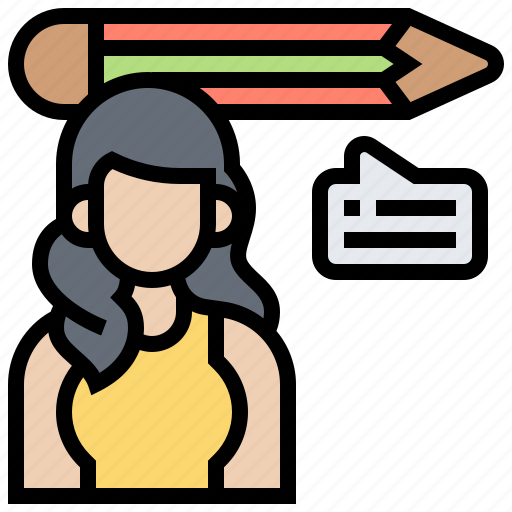 Designer, instructional, tutorial, woman, writer icon - Download on Iconfinder