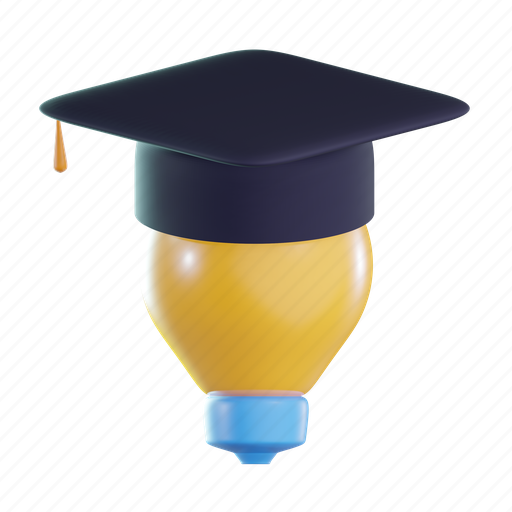 Bulb, idea, study, education, e-learning, school 3D illustration - Download on Iconfinder