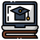 book, education, elearning, graduate, laptop, online