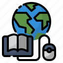 book, education, globe, mouse