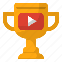 play, sign, trophy, video, youtube
