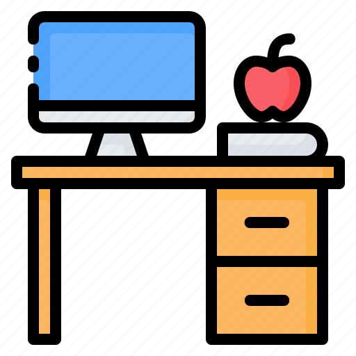 Computer, desk, learning, study, table, work station, working icon - Download on Iconfinder