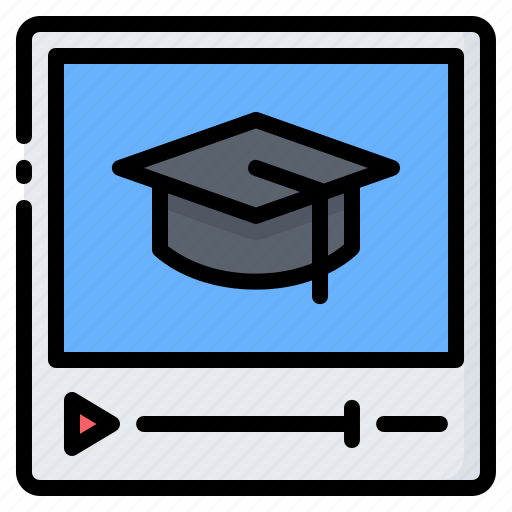 Education, elearning, graduation hat, learning, online, school, video icon - Download on Iconfinder