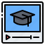 education, elearning, graduation hat, learning, online, school, video 