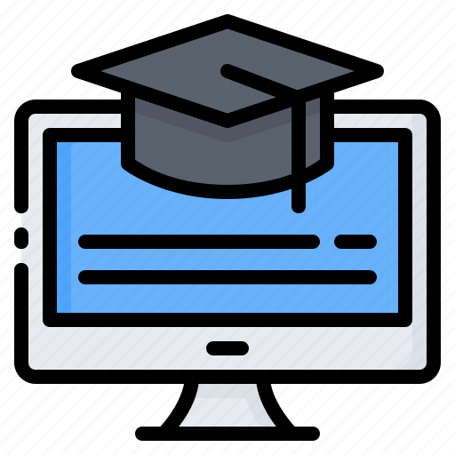 Computer, education, elearning, graduation hat, learning, online, school icon - Download on Iconfinder