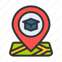 education, online, student, internet, learning, location, map, pin