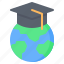 education, global, globe, graduation hat, learning, mortarboard, online 
