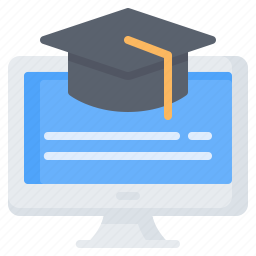 Computer, education, elearning, graduation hat, learning, online, school icon - Download on Iconfinder