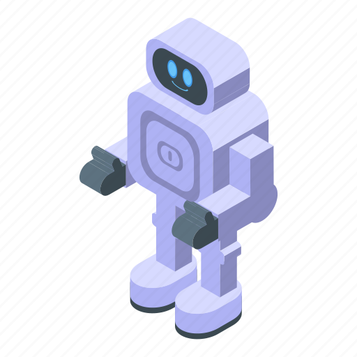 Online, marketing, robot, isometric icon - Download on Iconfinder