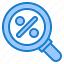 search, discount, magnifying, glass, percent, tag, magnifier