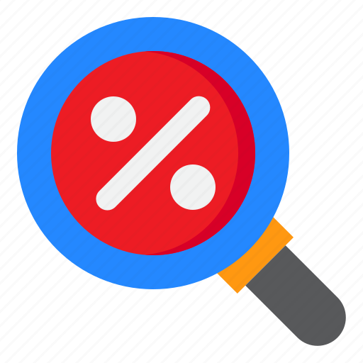 Search, discount, magnifying, glass, percent, tag, magnifier icon - Download on Iconfinder