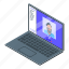 home, office, laptop, video, call, isometric 