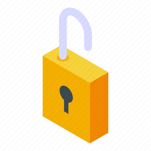 Home, office, padlock, isometric icon - Download on Iconfinder