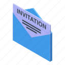 envelope, invitation, job, isometric