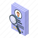 search, resume, isometric