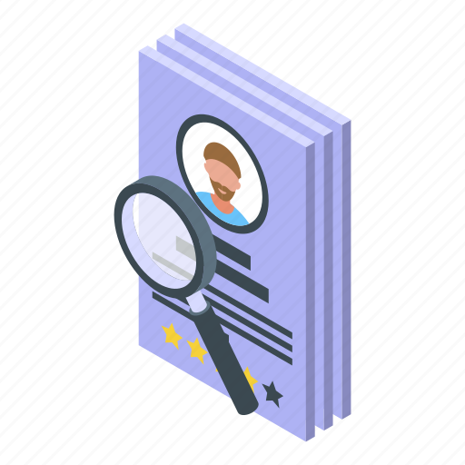 Search, resume, isometric icon - Download on Iconfinder