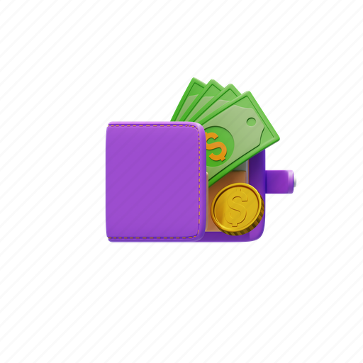 Wallet, finance, payment, money, business, purse, dollar 3D illustration - Download on Iconfinder