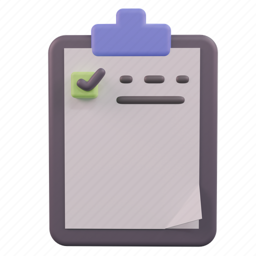 Check, checklist, document, tick, file, form, list 3D illustration - Download on Iconfinder