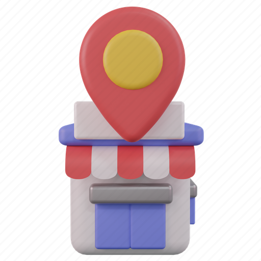Store, market, supermarket, location, pin, shop, center 3D illustration - Download on Iconfinder