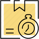 delivery, timer, truck, stopwatch, box, schedule, alarm, package, transport