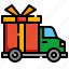 gift, delivery, truck, transportation, box, package 