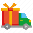 gift, delivery, truck, transportation, box, package