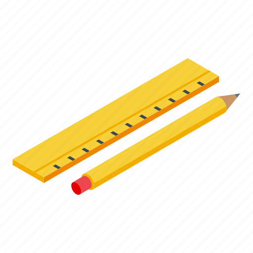 Online, training, ruler, pencil, isometric icon - Download on Iconfinder