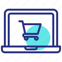 laptop, online, shop, shopping cart