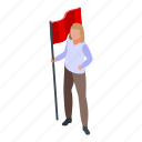 red, flag, opportunity, isometric