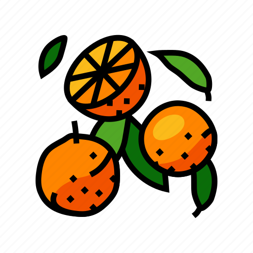 Ripe, orange, cut, leaf, citrus, fresh icon - Download on Iconfinder