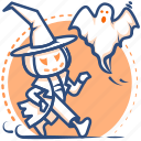 ghost, walk, halloween, pumpkin, scary, man, scarecrow