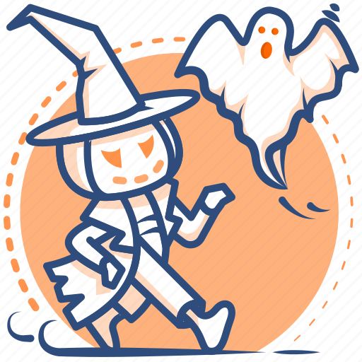 Ghost, walk, halloween, pumpkin, scary, man, scarecrow icon - Download on Iconfinder