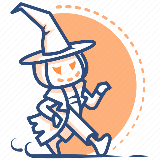Walk, scarecrow, man, halloween, jack, lantern, pumpkin icon - Download on Iconfinder