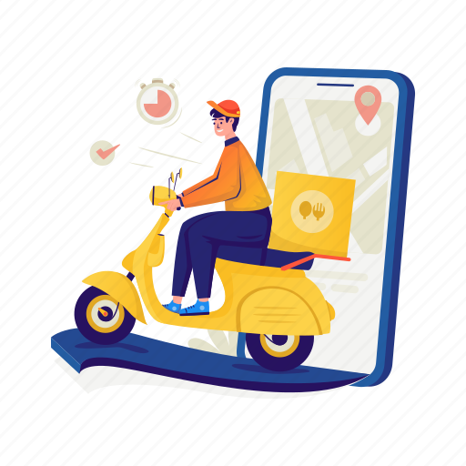 Delivery, courier, online, order, food, service, fast illustration - Download on Iconfinder