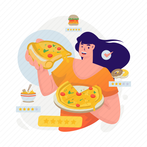 Pizza, eat, review, order, food, service, technology illustration - Download on Iconfinder