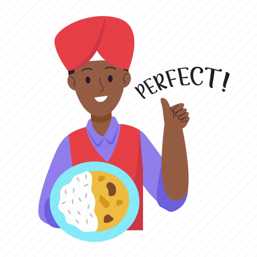 Cooking, man, curry, perfect, indian cuisine, diwali, festival of lights sticker - Download on Iconfinder