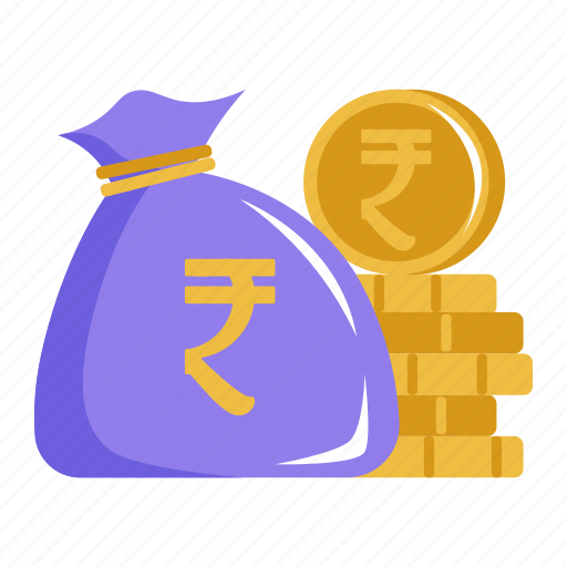 Rupee, money, coins, currency, money bag, diwali, festival of lights sticker - Download on Iconfinder