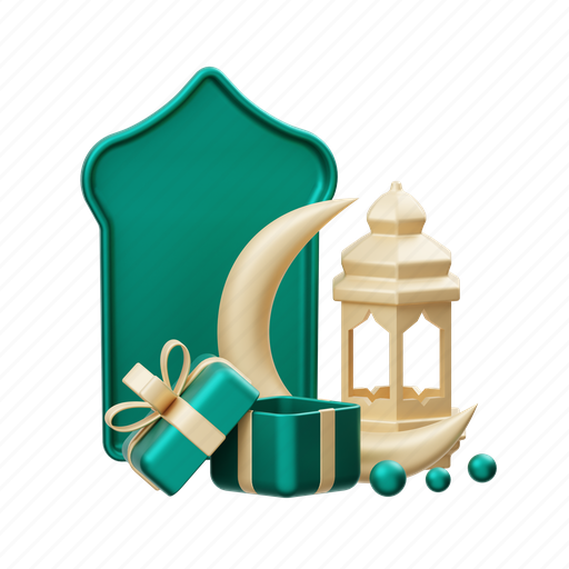 Gift, ramadan, islam, muslim, ornament, decoration, accessories 3D illustration - Download on Iconfinder