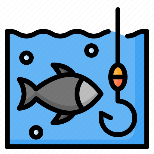 Fishing, fish, hook, bait, float, tackle, water icon - Download on Iconfinder