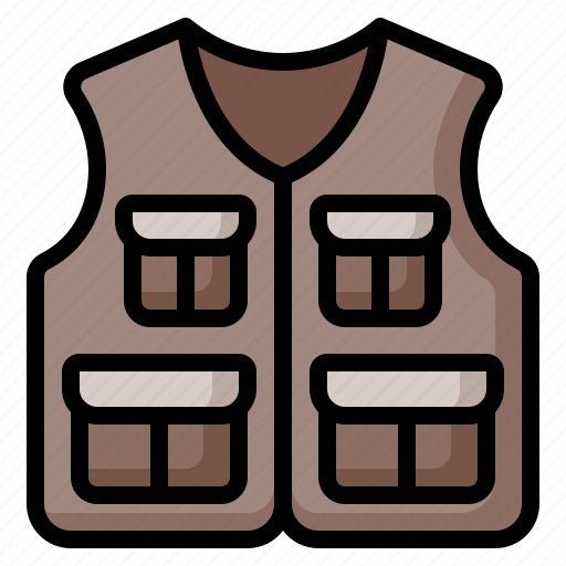 Vest, fishing, safari vest, camping, outdoor, adventure, fashion icon - Download on Iconfinder