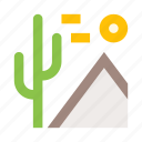 cactus, desert, heat, mountains, prairie, pyramid, sun