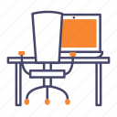 chair, computer, desk, office, work place