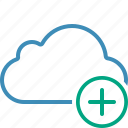 add, blue, cloud, network, storage, weather
