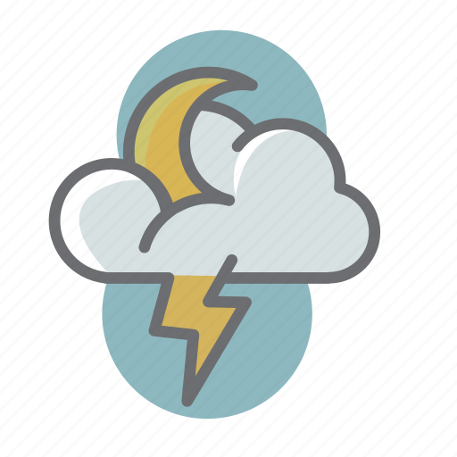Weather, cloud, night, moon, storm, thunder, lightning icon - Download on Iconfinder