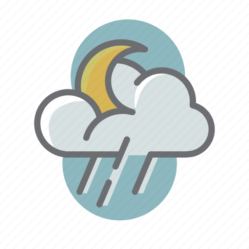 Weather, cloud, moon, night, rain icon - Download on Iconfinder