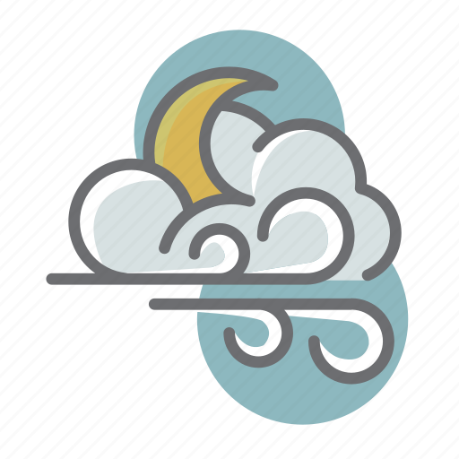 Weather, cloud, moon, night, wind icon - Download on Iconfinder