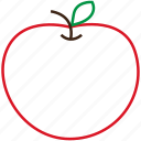apple, food, fruit, outline