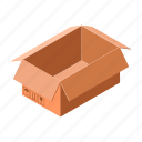 box, cardboard, carton, container, isometric, open