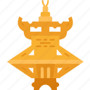 pagoda, brass, pendant, garden, accessories